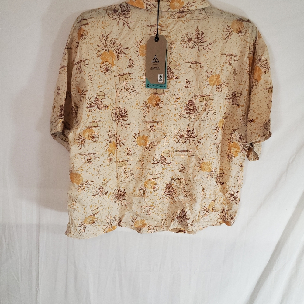 Prana Women's XS Iguala Golden Hour Escape Button Short Sleeve Shirt New. - Picture 4 of 5